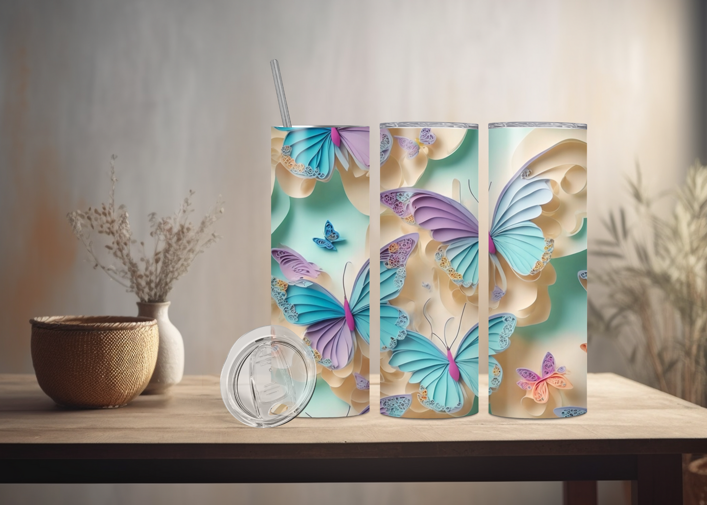 3D Butterflies - Stainless Steel Tumbler 20 Ounces