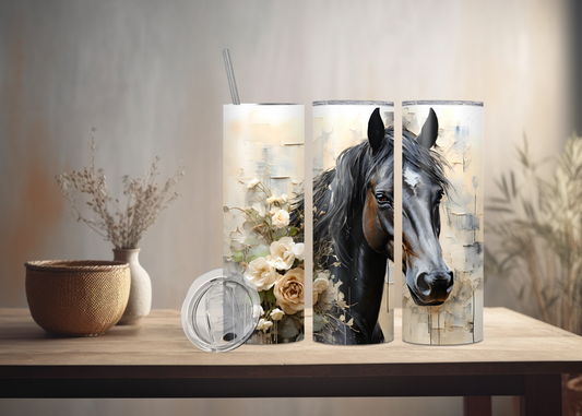 Black Stallion Horse - Stainless Steel Tumbler 20 Ounces